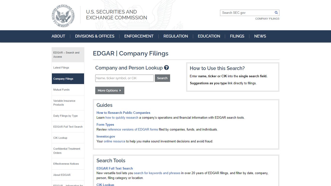 SEC.gov | Company Search Page